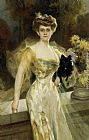 Francois Flameng Canvas Paintings - Portrait of Mrs Meunier